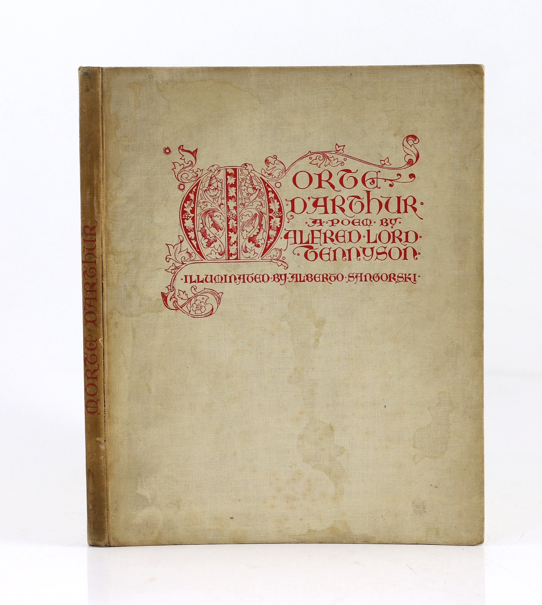 Tennyson, Alfred - Morte D'Arthur: a poem ... title and 22 illuminated leaves (in gold and colour, by Alberto Sangorski); original decorated cloth, entirely unopened, sm.4to. Oxford: Basil Blackwell, 1937